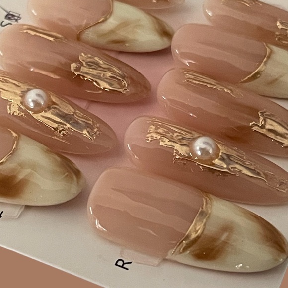 Hand Made Press On Fake Nails Size M - Picture 2 of 4